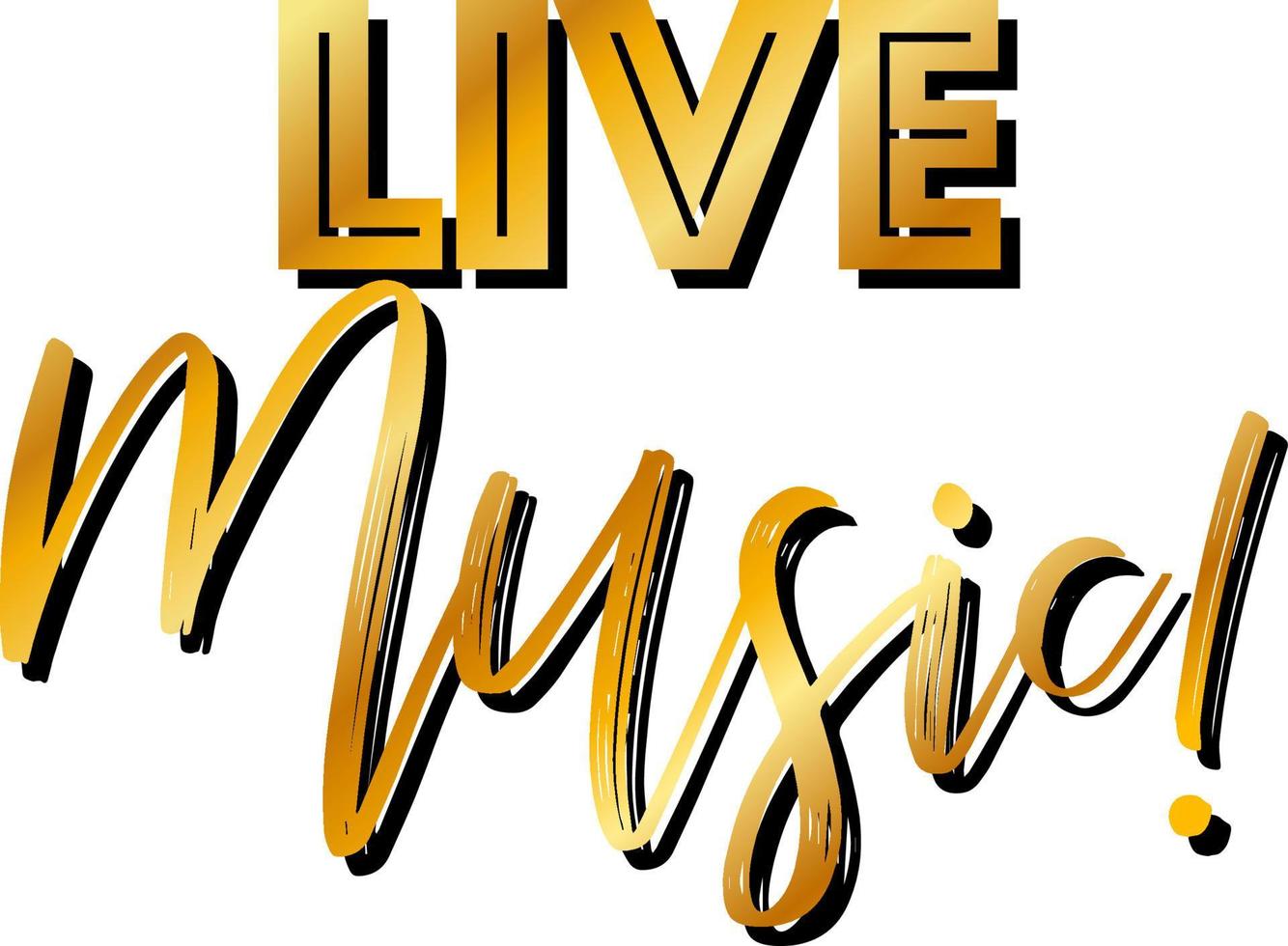 Live-Musik gold handgezeichnetes Schriftdesign vektor