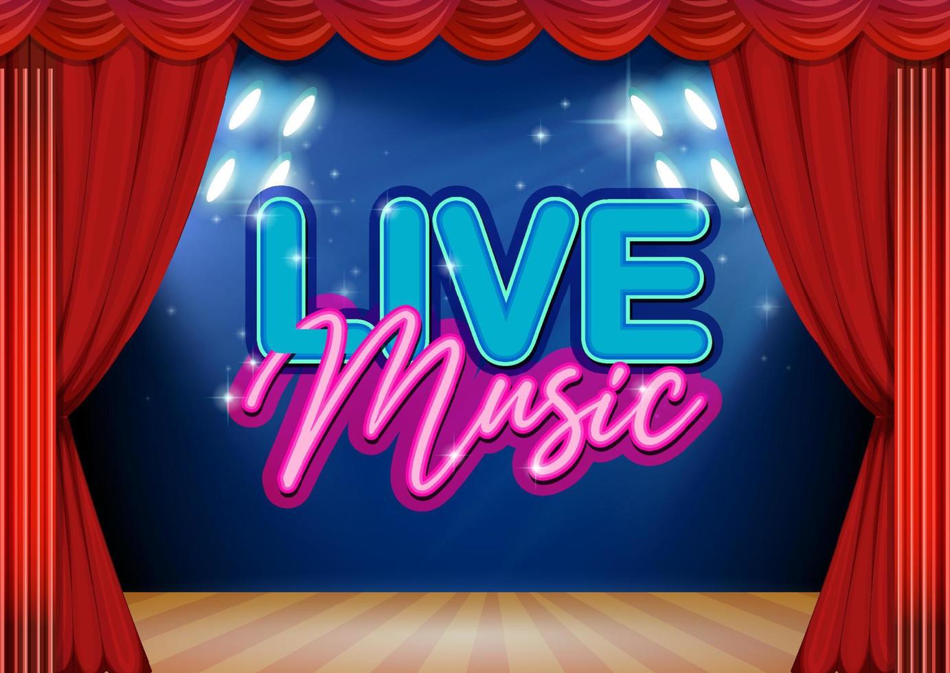 Live-Musik-Banner mit roten Bühnenvorhängen vektor