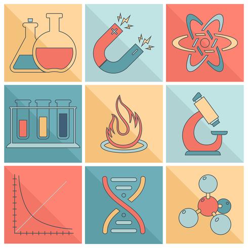 Flache Linie der Laborausrüstungsikonen vektor