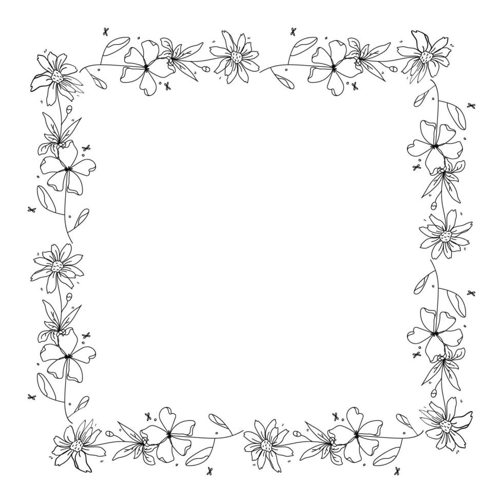 Hand gezeichnet Blumen- Kranz auf Weiß Hintergrund vektor