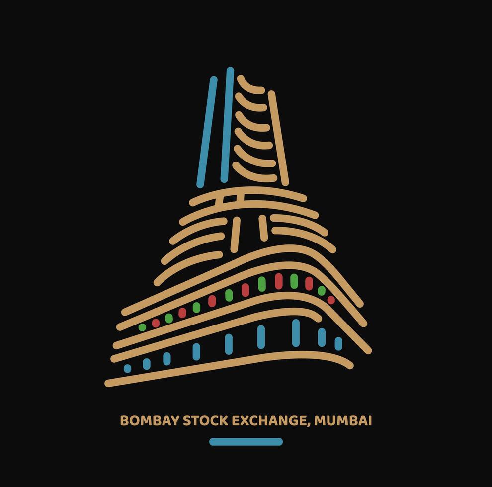 Bombay Lager Austausch Mumbai Illustration Symbol. bse Gebäude Symbol. vektor