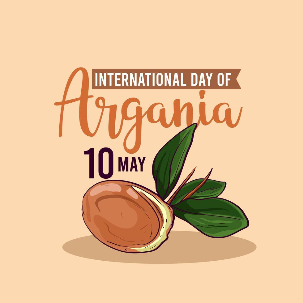 International Tag von Argania Feier Design mit das Argan Öl. kann 10 .. International Argania Tag Feier Startseite Banner Argan Bäume im Marokko. vektor