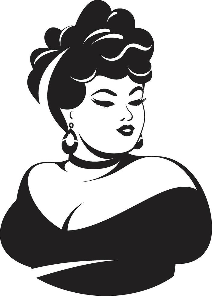 strahlende selbstaura glatt Körper Positivität Emblem empowercurvemark elegant Frau Ermächtigung Logo vektor