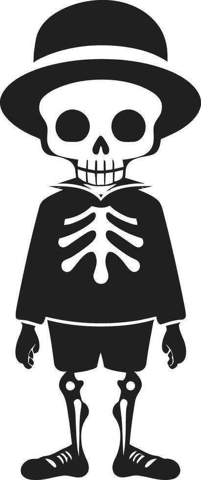 lekfull skelett charm söt knäppa skelett- maskot svart vektor