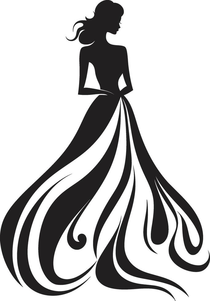 stilvoll Eleganz schwarz Kleid glamourös Ensemble Kleid Emblem vektor