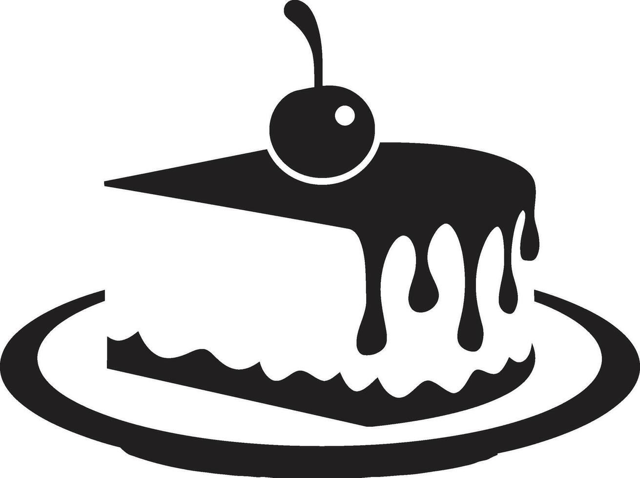 verlockend Symbol schwarz Kuchen Emblem geschichtet Luxus schwarz Kuchen Konzept vektor