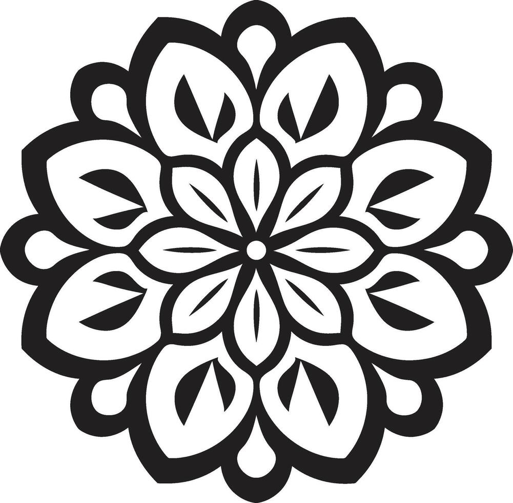 Gelassenheit Kreise schwarz Emblem mit Mandala kulturell Verschmelzung kompliziert Mandala im einfarbig vektor
