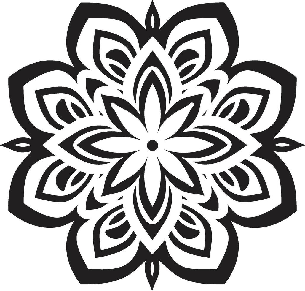 göttlich Glanz kompliziert Mandala im elegant schwarz seelenvoll Symmetrie schwarz Enthüllung Mandala Muster vektor