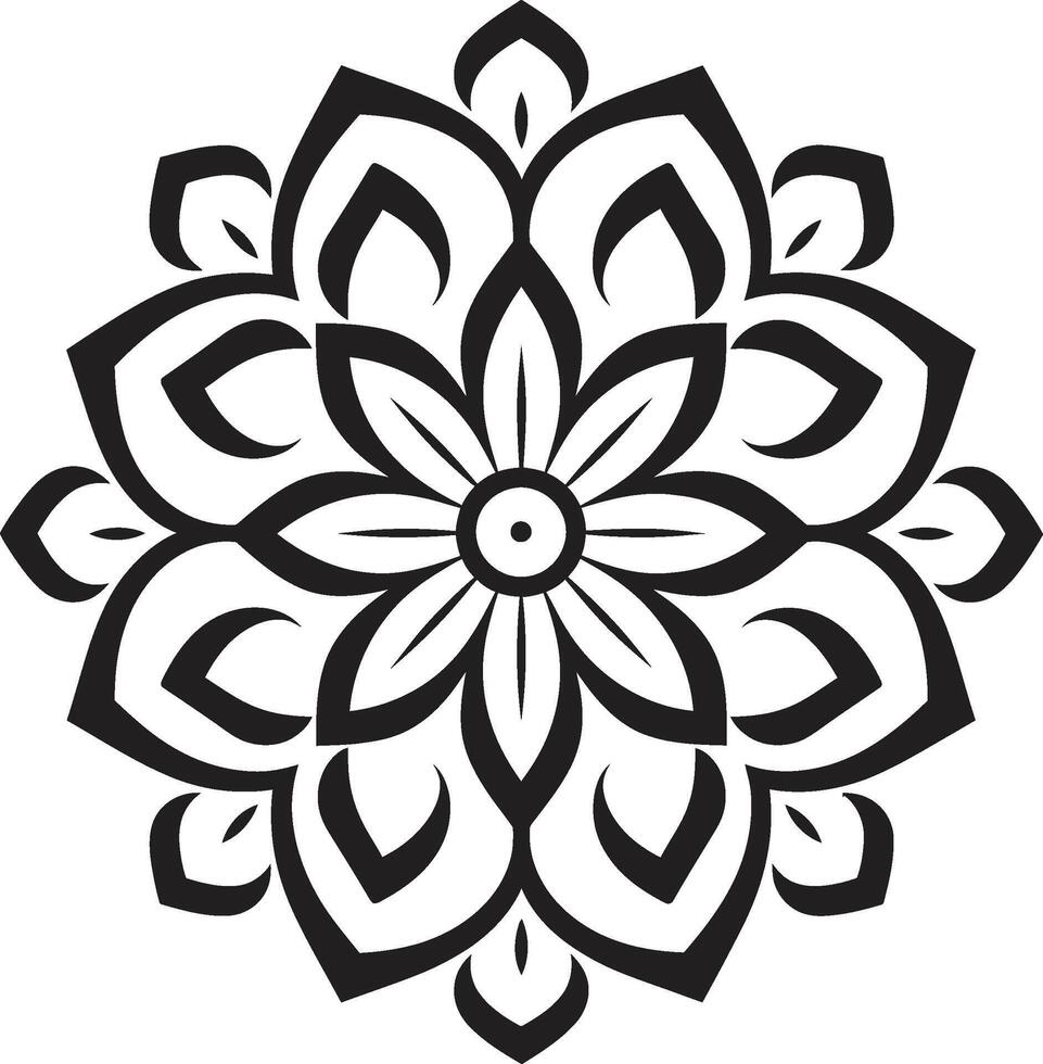 seelenvoll Spiralen Mandala im elegant schwarz majestätisch Zirkularität schwarz Emblem mit Mandala Muster vektor