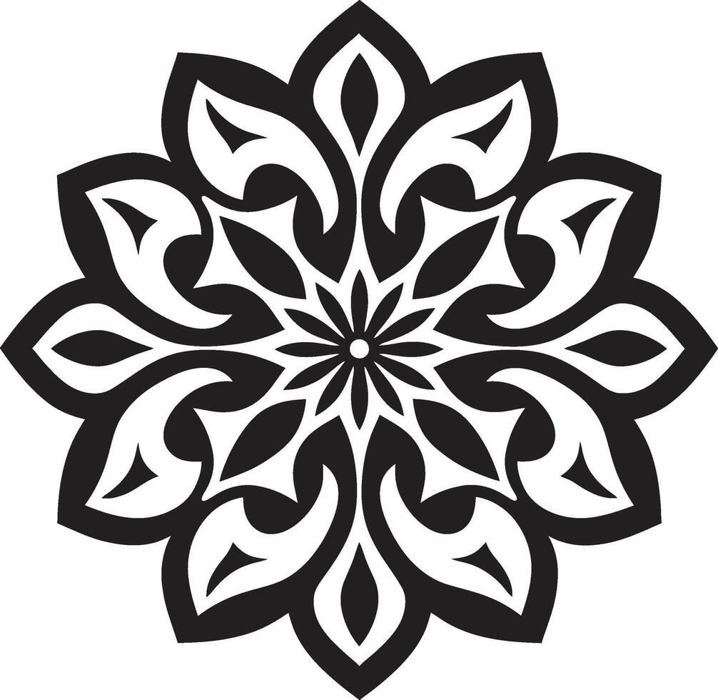 gudomlig mandala svart emblem avslöjande oändlig harmoni elegant mandala i svartvit vektor