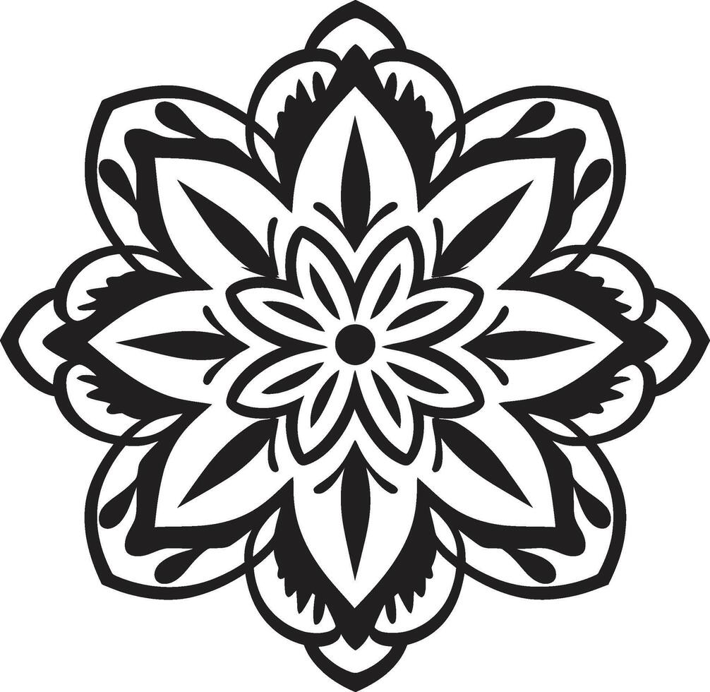 unendlich Harmonie schwarz mit Mandala Muster im elegant kulturell Kaleidoskop elegant Mandala im glatt schwarz vektor