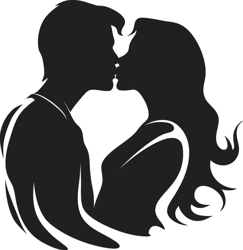 romantisk omfamning av intim kyss oändlig kärlek affär emblem av kissing duo vektor