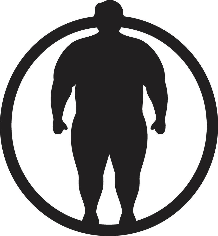 Revolutionär Elastizität ein 90 Wort Emblem zum Mensch Fettleibigkeit Transformation Eleganz im Anstrengung schwarz ic befürworten Anti Fettleibigkeit Maße vektor