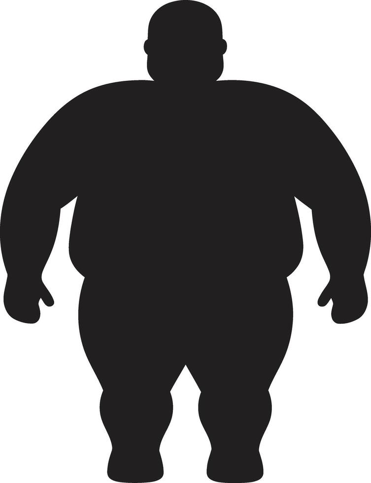 Kampf Fett Mensch im 90 Wörter gegen Fettleibigkeit kämpft dynamisch Entschlossenheit ic schwarz Emblem zum Mensch Fettleibigkeit Revolution vektor