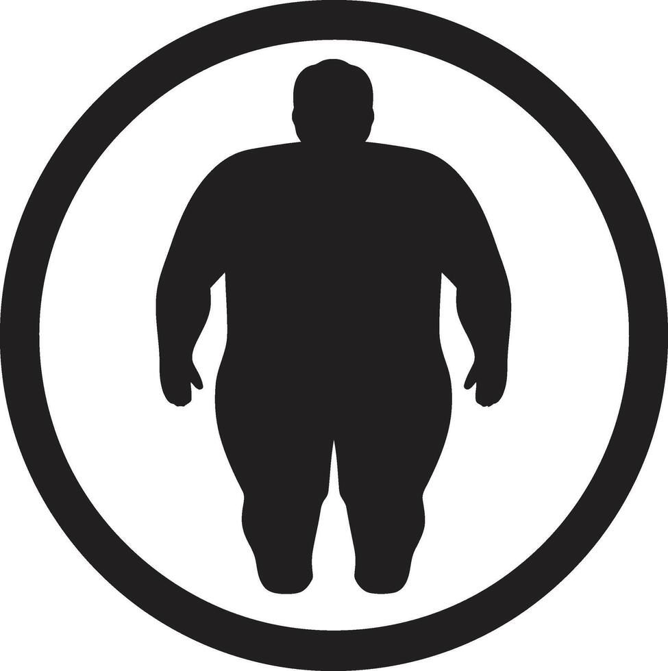 mästare förändra svart ic för mänsklig fetma intervention wellness virvelvind 90 ord emblem mot fetma i svart vektor