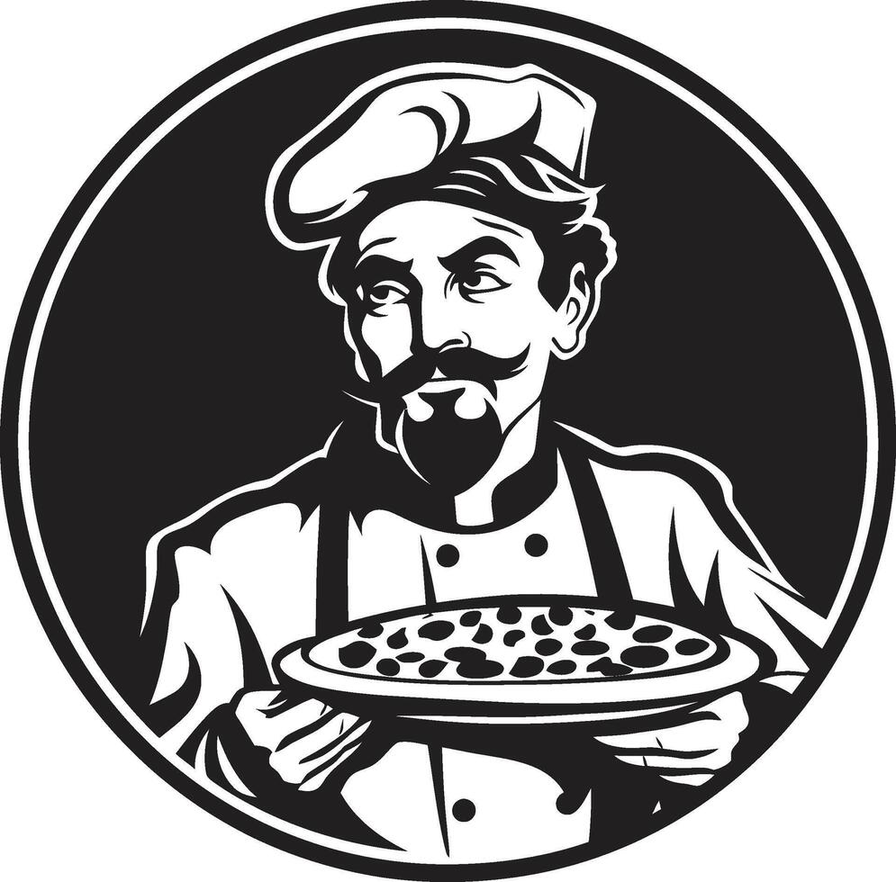 noir Pizza Kunst schick schwarz Illustration zum köstlich branding Geschmack Sensation elegant mit Fett gedruckt schwarz kulinarisch vektor