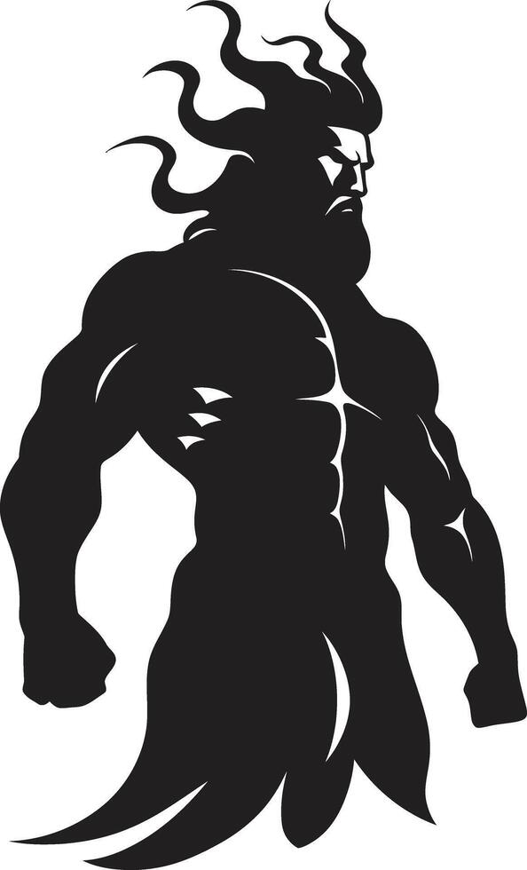 neptunisch Adel Poseidons schwarz Emblem im 80 Wörter Dreizack Triumph Poseidons ic schwarz emblematisch im 80 Wörter vektor