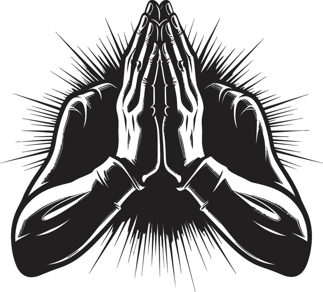 göttlich beten Hände schwarz Eleganz im 80 Wörter Ehrfurcht im Ruhe beten Hände im einfarbig vektor