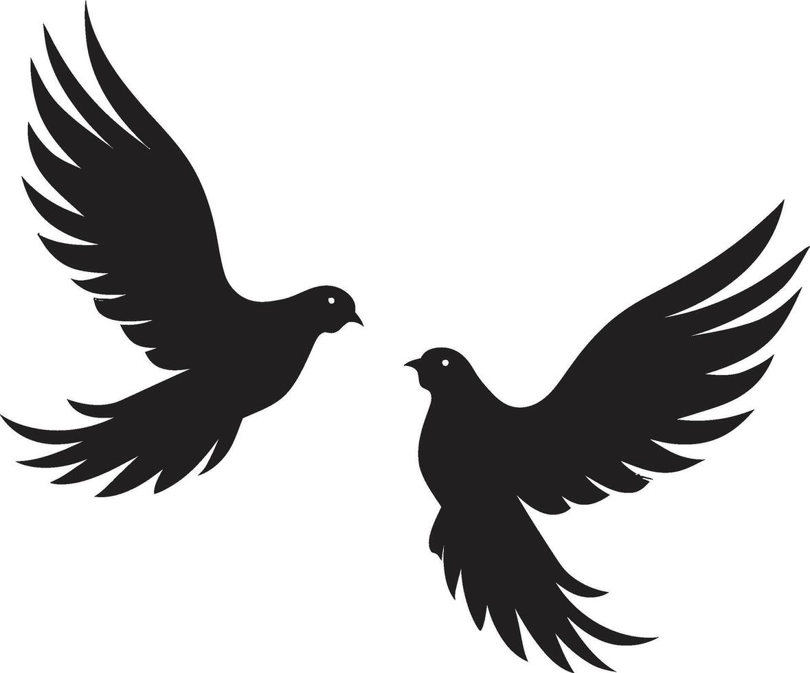 symbolisch Gelassenheit Emblem von ein Taube Paar liebend Flügel Taube Paar Emblem vektor