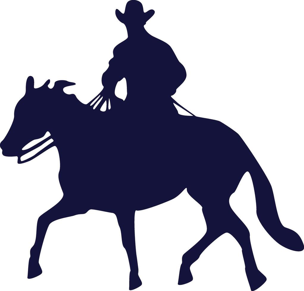 Cowboy Silhouette mit Pferd. isoliert auf Weiß Hintergrund vektor