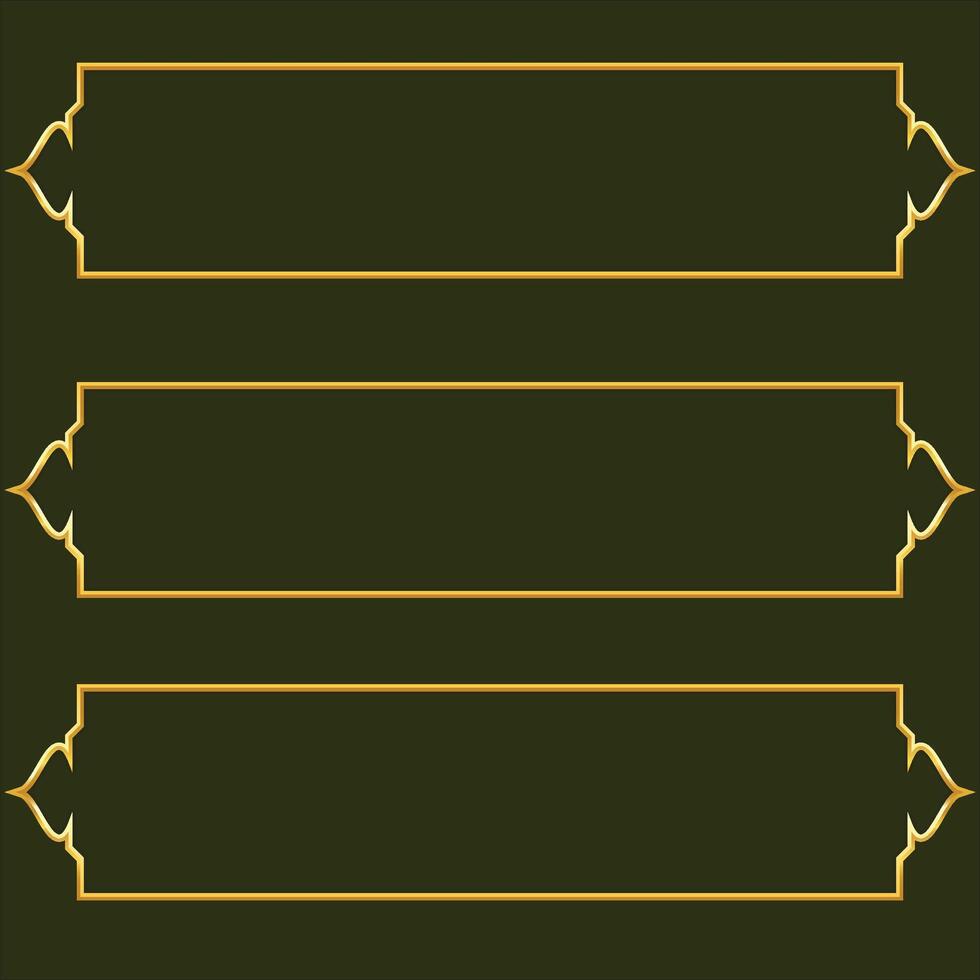 einstellen von dekorativ Luxus golden Arabisch islamisch Banner Titel Rahmen transparent Hintergrund Gold Text Box Clip Art vektor