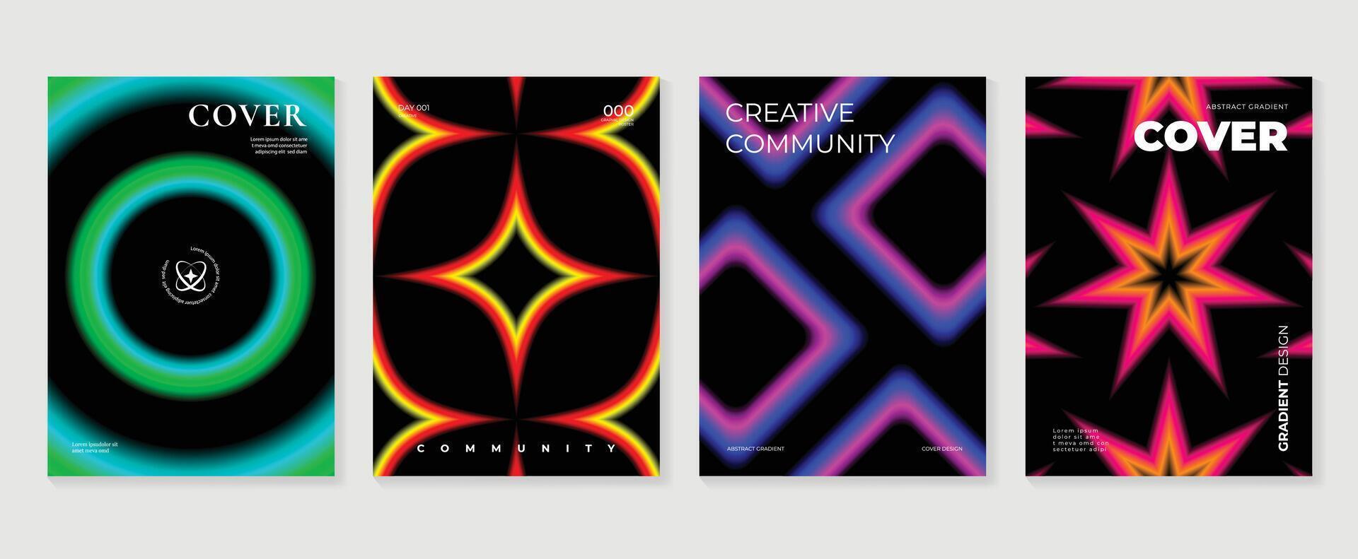 abstrakt Gradient Hintergrund Satz. minimalistisch Stil Startseite Vorlage mit beschwingt Perspektive 3d geometrisch Prisma Formen Sammlung. Ideal Design zum Sozial Medien, Poster, Abdeckung, Banner, Flyer. vektor