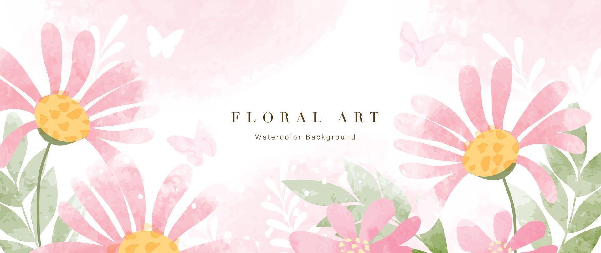 abstrakt Blumen- Kunst Hintergrund . botanisch Aquarell Hand gezeichnet Blumen Farbe Bürste Linie Kunst. Design Illustration zum Hintergrund, Banner, drucken, Poster, Abdeckung, Gruß und Einladung Karte. vektor