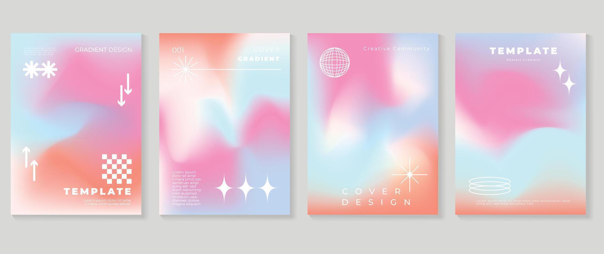 Flüssigkeit Gradient Hintergrund . süß und minimal Stil Plakate mit bunt, geometrisch Formen, funkeln und Flüssigkeit Farbe. modern Hintergrund Design zum Sozial Medien, Idol Poster, Banner, Flyer. vektor