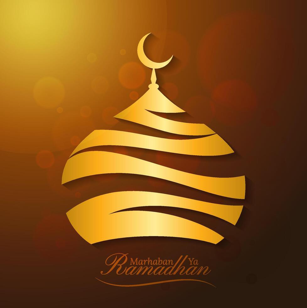 islamic ny år kort med skön gyllene kupol av de moské mot brun bakgrund för islamic festival begrepp vektor