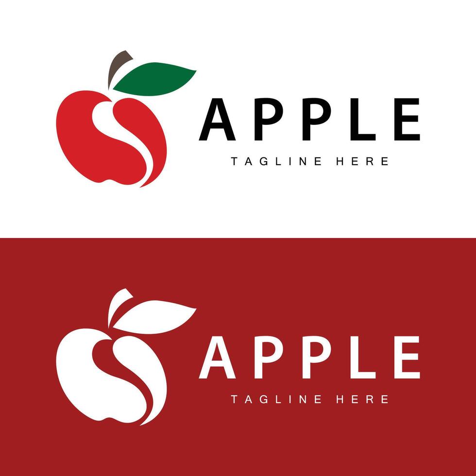 äpple logotyp, färsk röd frukt, design mall vektor