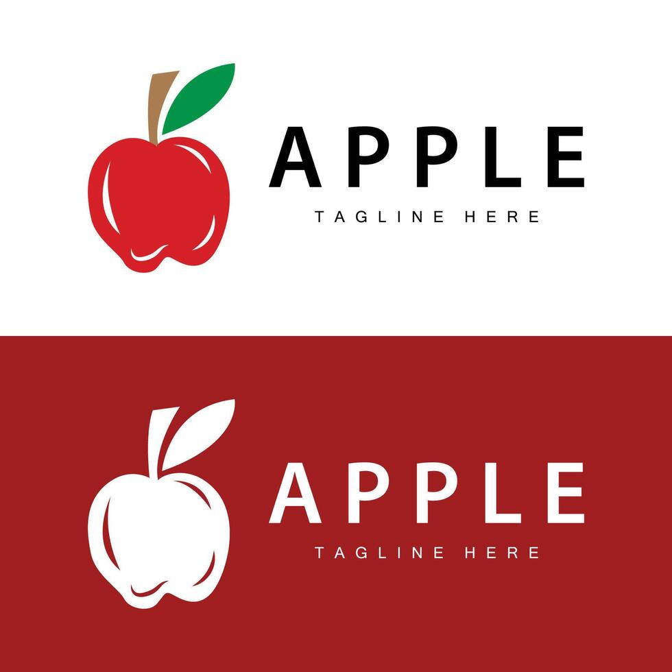 äpple logotyp, färsk röd frukt, design mall vektor