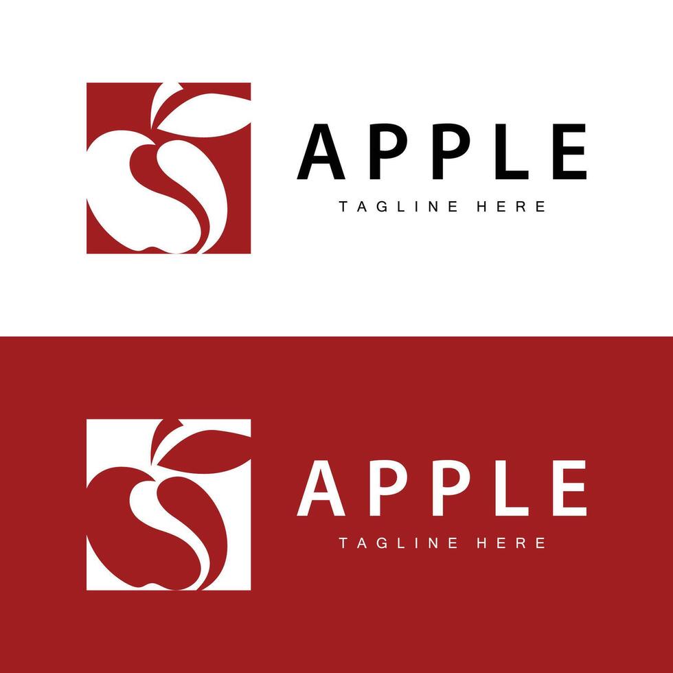 äpple logotyp, färsk röd frukt, design mall vektor