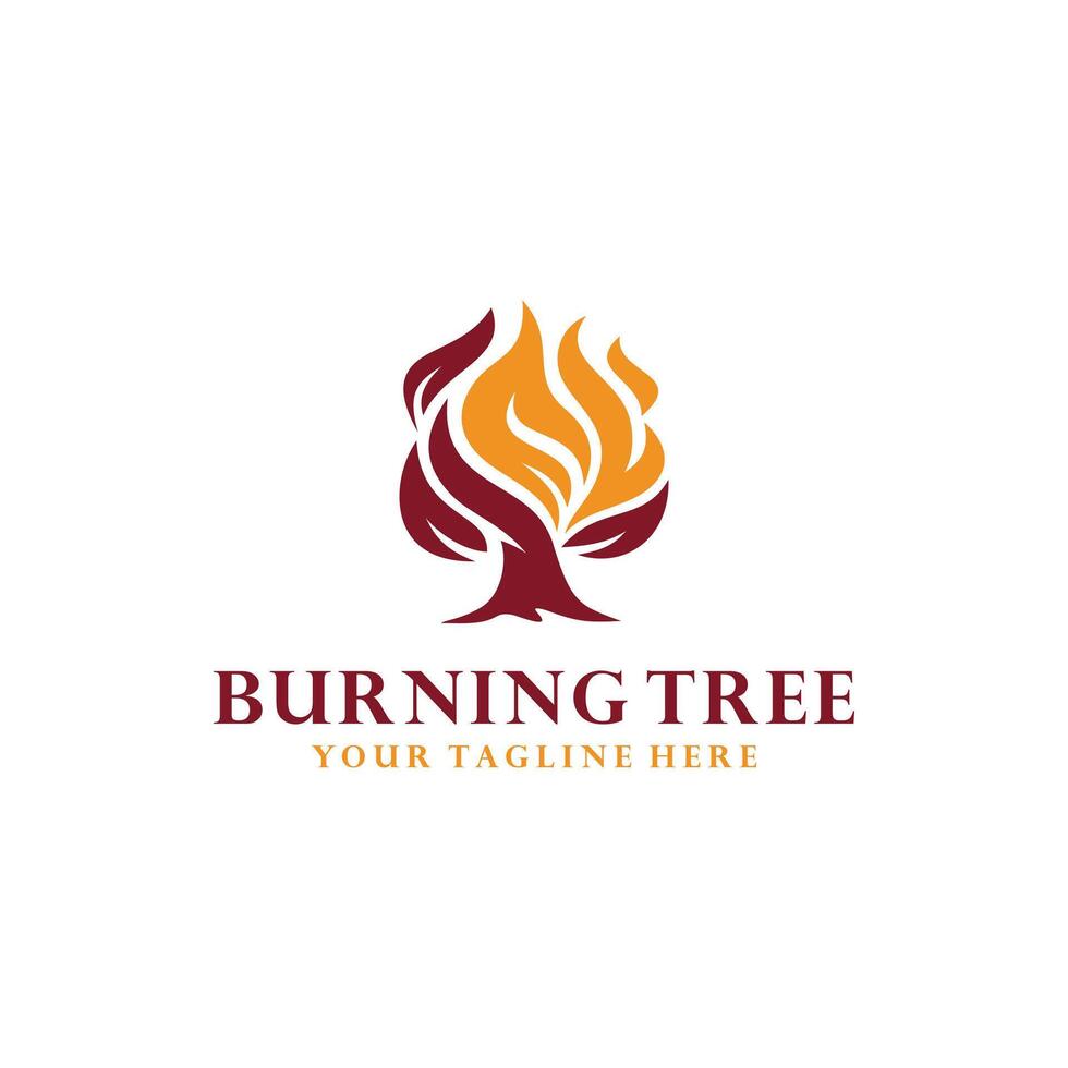brinnande träd logotyp illustration vektor