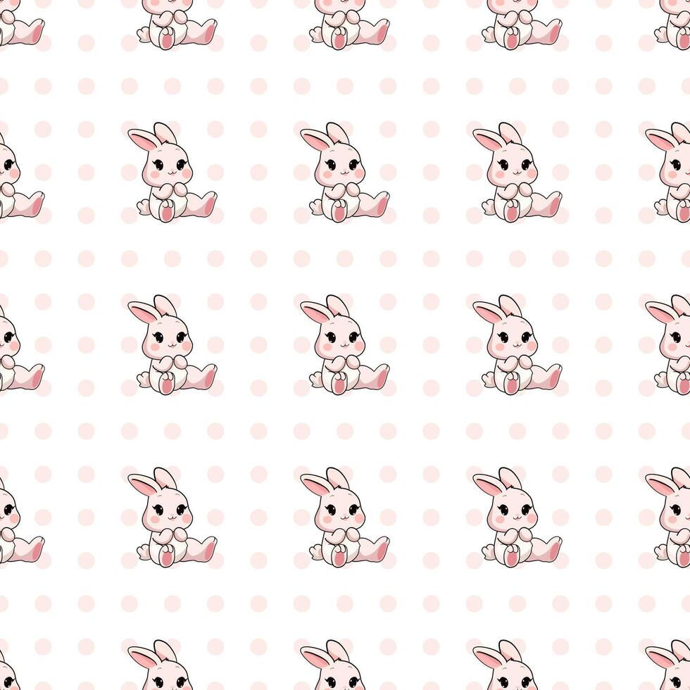 nahtlos Muster mit süß Kaninchen, Blumen, schön Hintergrund. geeignet zum Ostern Karten, Banner, Textilien, Hintergrund. vektor