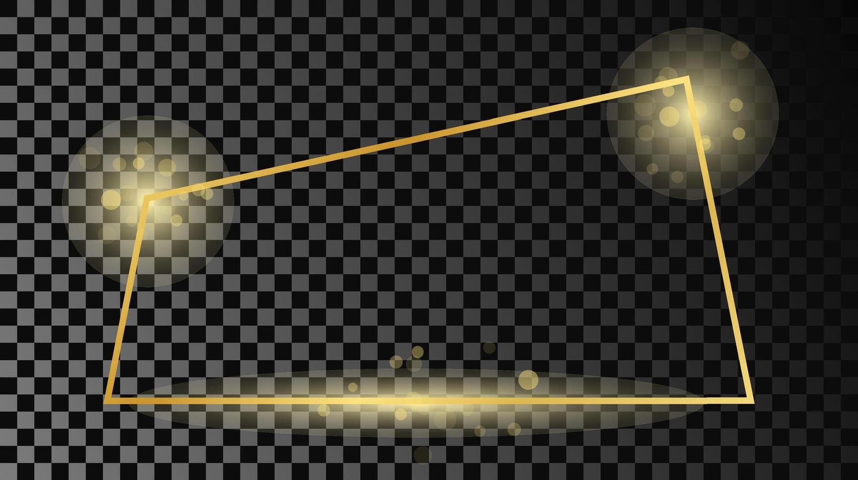 Gold glühend Trapez gestalten Rahmen isoliert auf dunkel Hintergrund. glänzend Rahmen mit glühend Auswirkungen. Illustration. vektor