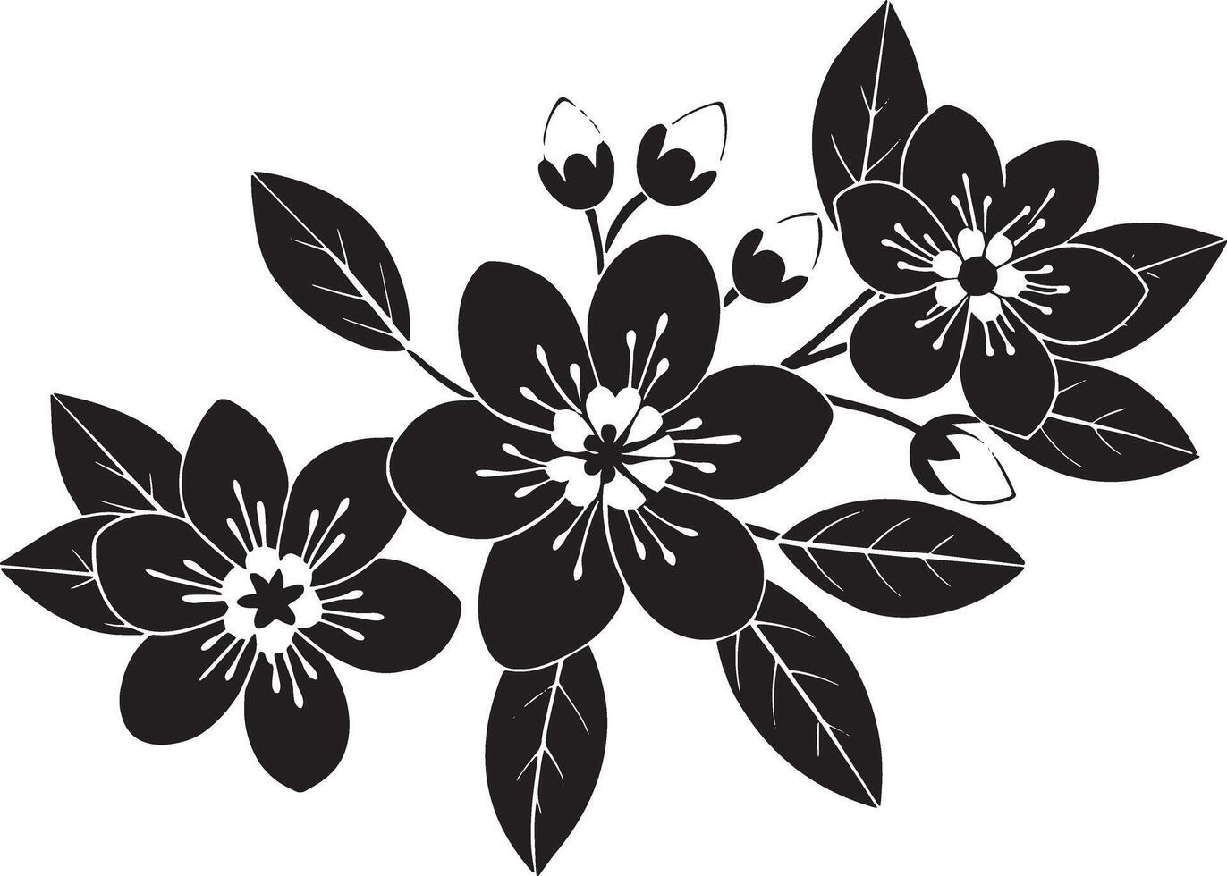 svart och vit illustration av blommor. isolerat på vit bakgrund. vektor