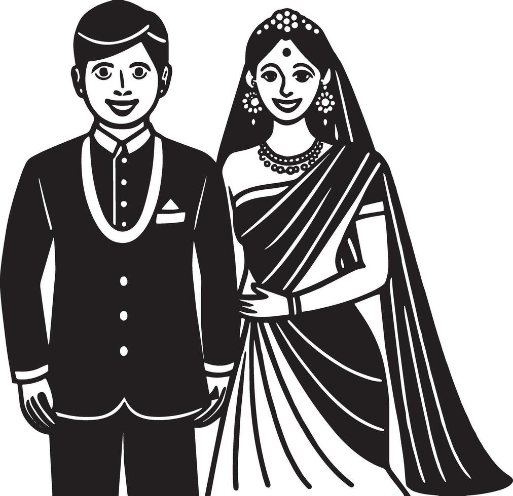 brud och groom.indian bröllop. illustration vektor