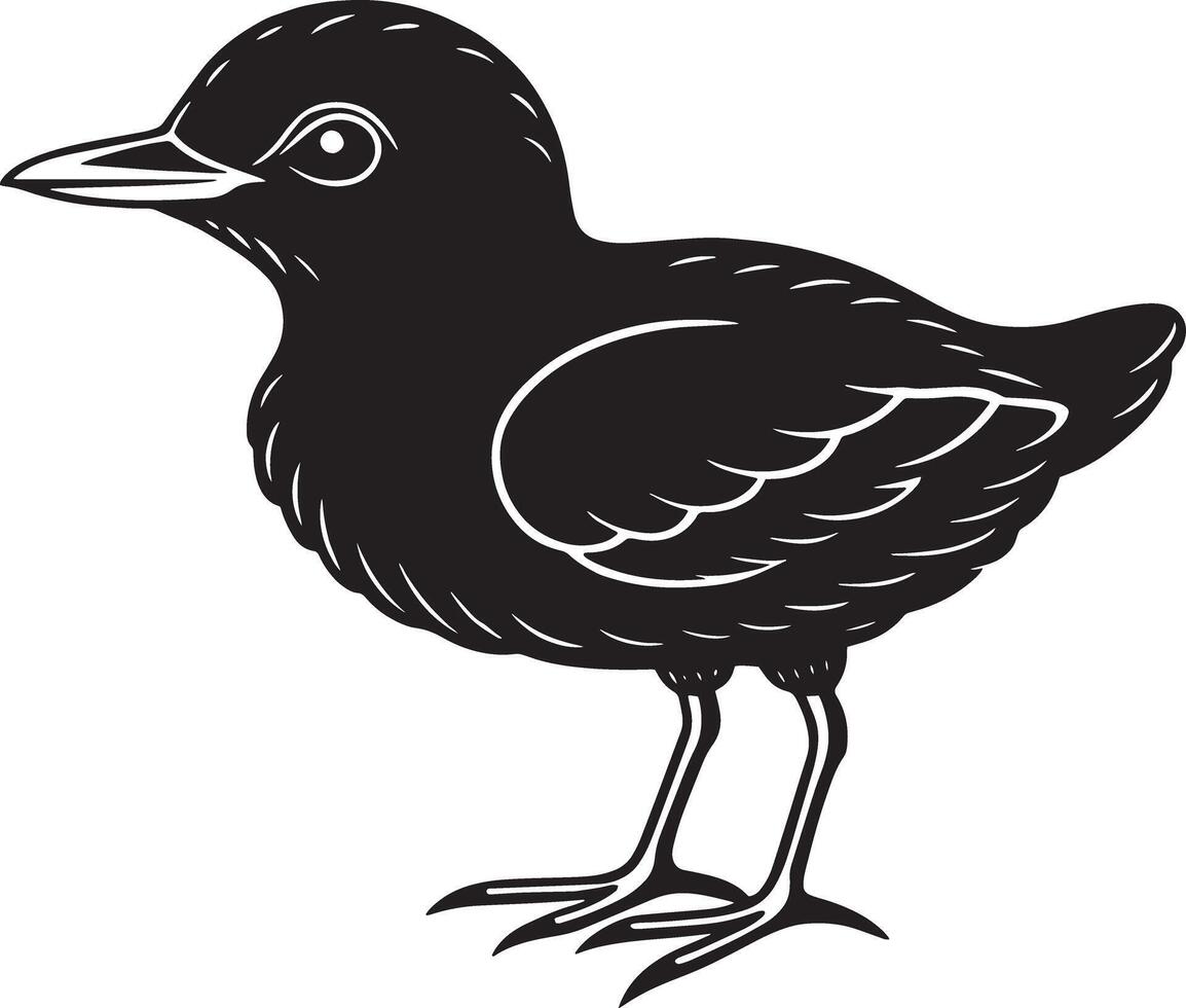 svart fågel på en vit bakgrund. illustration av en fågel. vektor