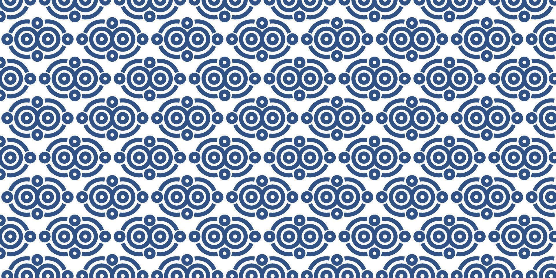 nahtlos geometrisch Kreis Design Muster auf Blau Hintergrund vektor