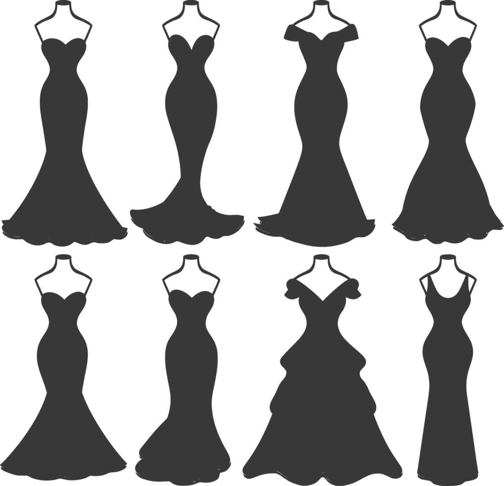 Silhouette Frauen Kleider schwarz Farbe nur vektor