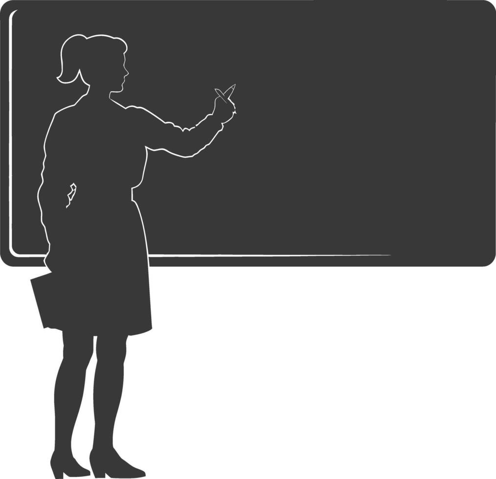 Silhouette Frauen Schule Lehrer Lehren im Vorderseite von Klasse vektor