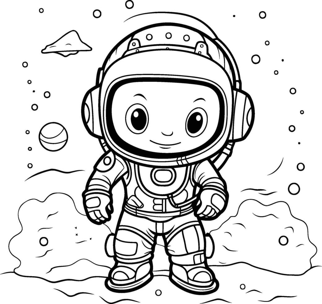 Färbung Buch zum Kinder Astronaut im Raum Anzug. Illustration. vektor