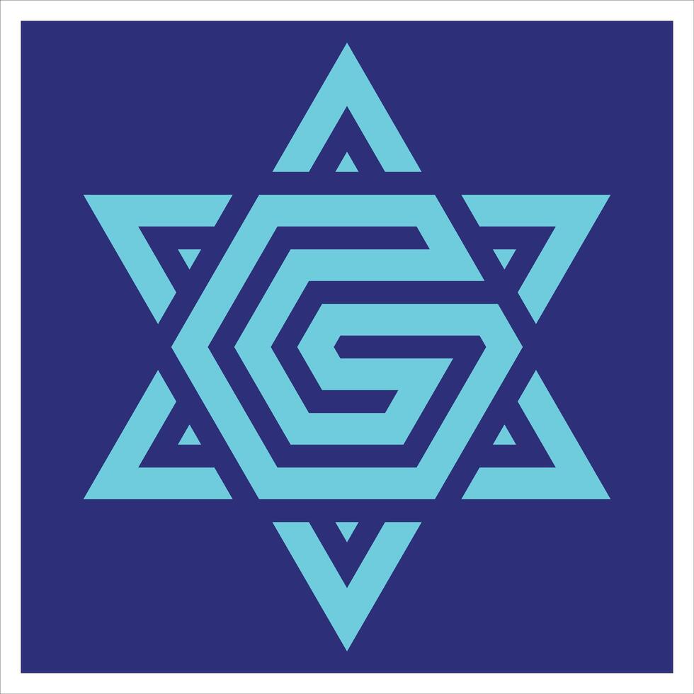 G Brief mit Star Logo Symbol. g Star Logo mit Blau Hintergrund vektor