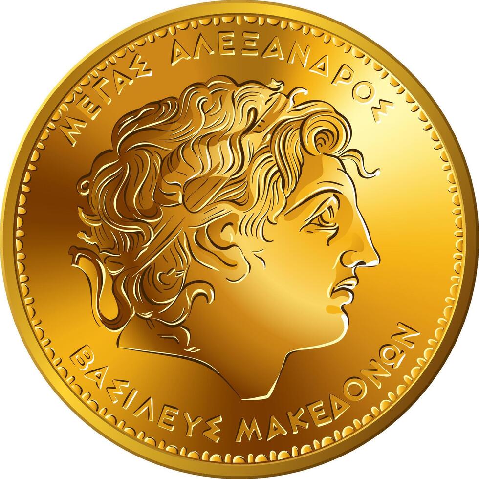 100 Drachmen griechisch Münze mit Alexander das großartig vektor