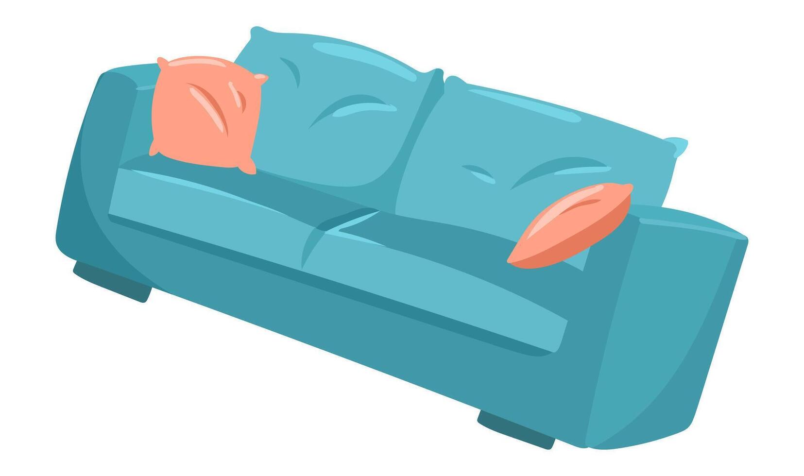 Sofa mit Kissen im eben Design. komfortabel modern Couch zum Leben Zimmer. Illustration isoliert. vektor