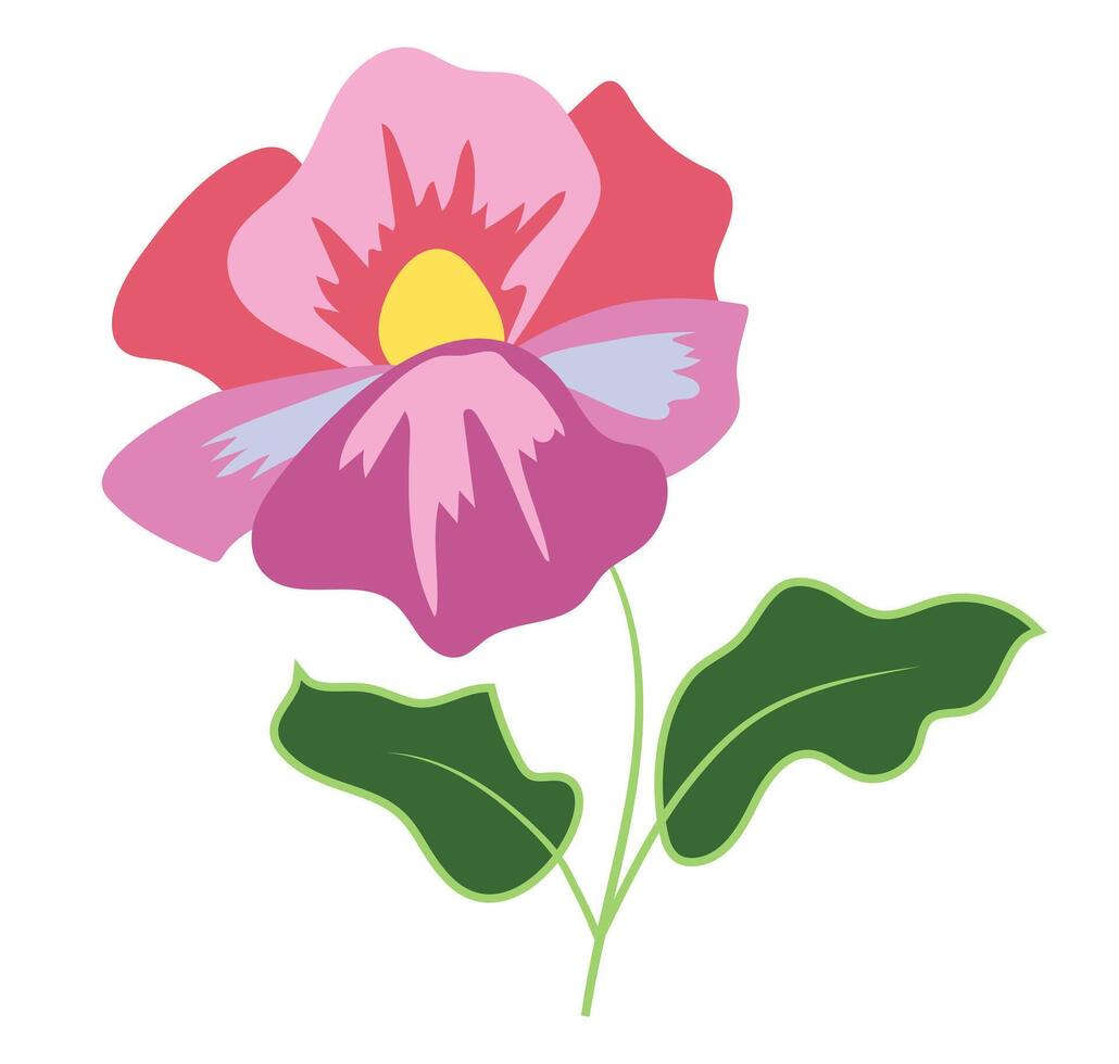 abstrakt üppig Blume im eben Design. Rot, Rosa und lila Blütenblätter Blüte. Illustration isoliert. vektor