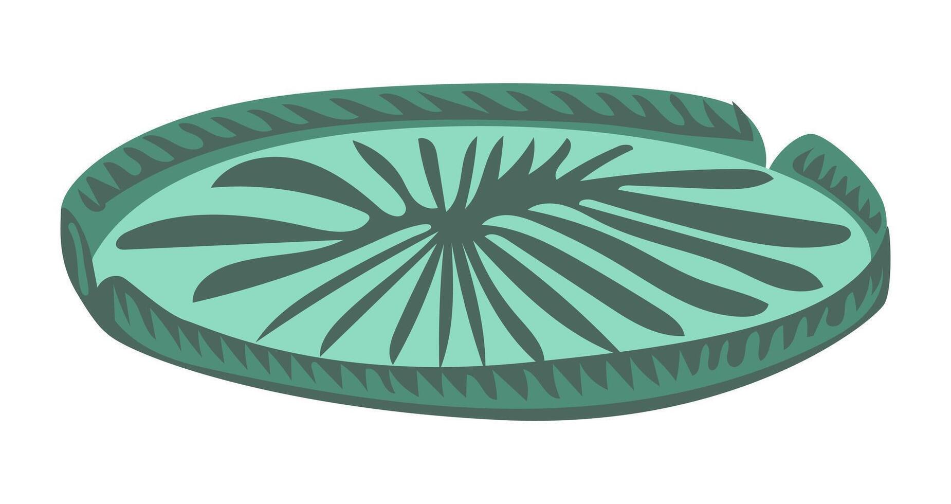 Wasser Lilie Pad im eben Design. Grün gerundet Blätter von Lotus Wasser- Blume. Illustration isoliert. vektor
