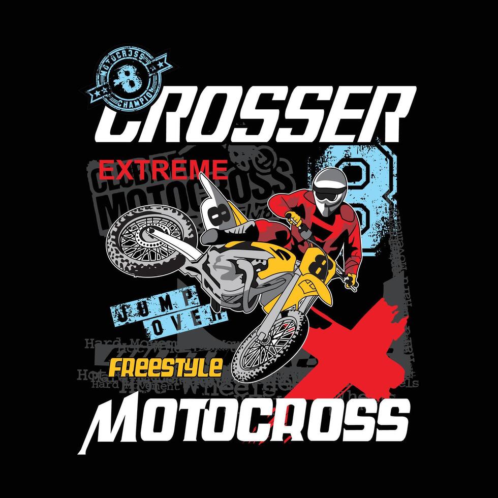 grafisk design motocross, design för t skjorta, klistermärke, vägg väggmålningar, redo till skriva ut vektor