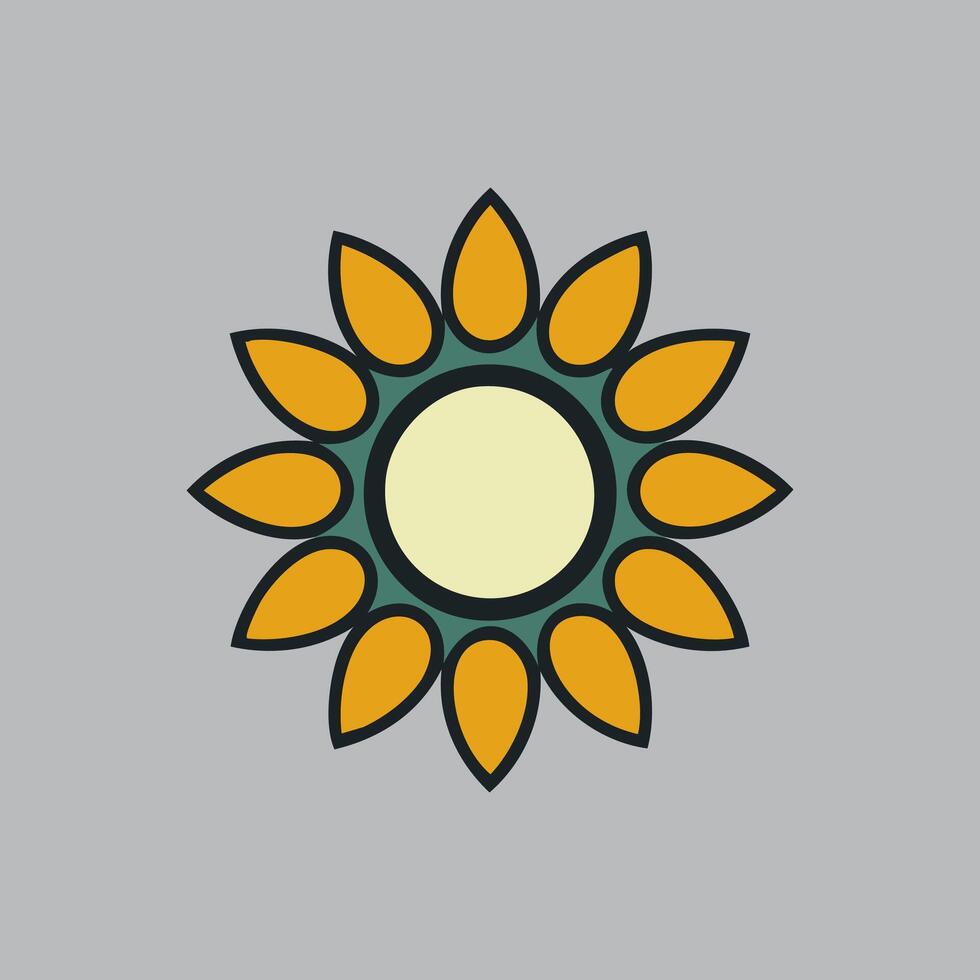 Sonnenblume Symbol auf grau Hintergrund. Illustration. vektor