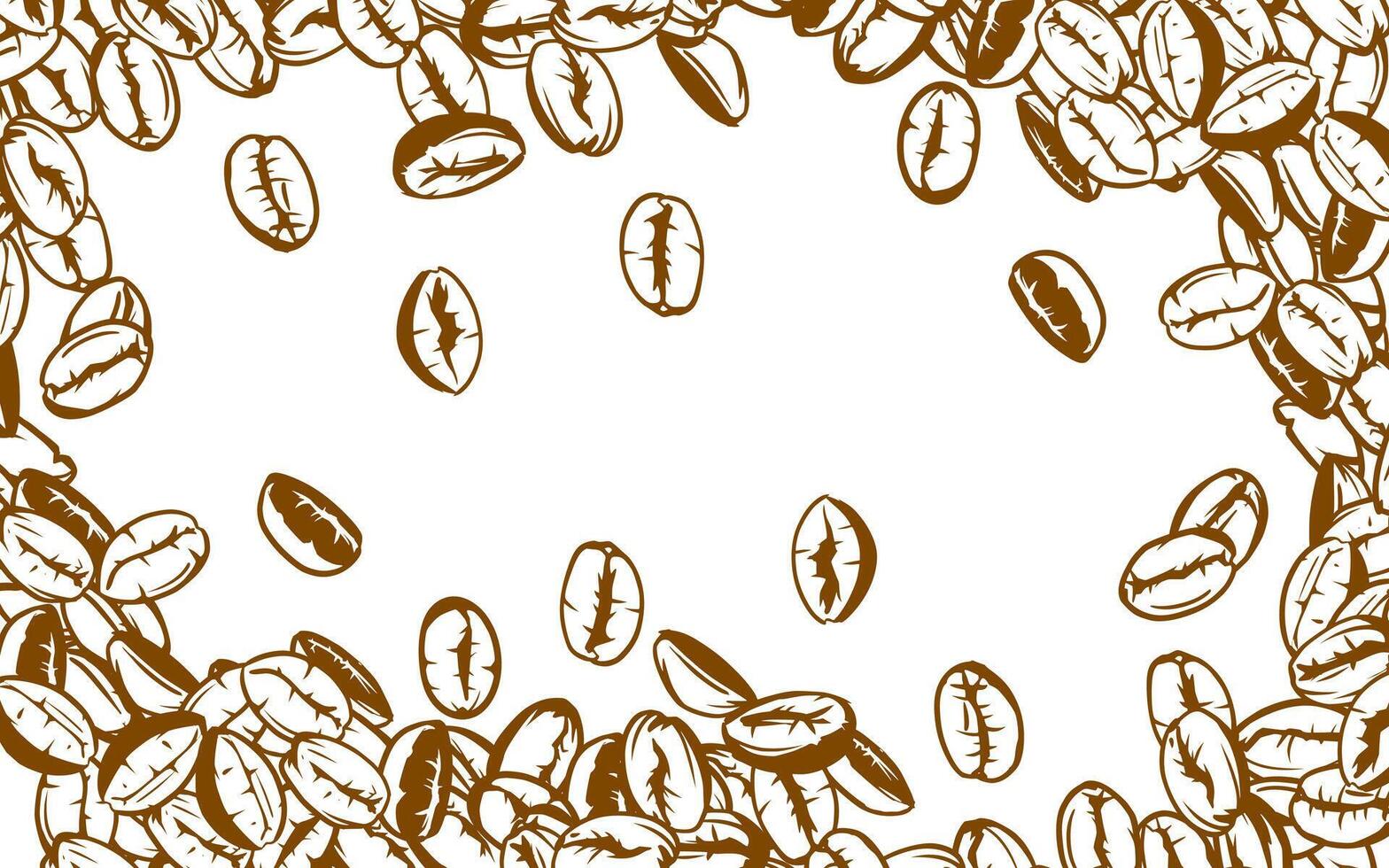 Kaffee Hintergrund. Kaffee Bohnen im Rahmen, Grenze. Kaffee Bohnen isoliert auf ein Weiß Hintergrund. Kaffee Bohnen Hintergrund. Kaffee Bohnen Illustration zum Verpackung. vektor